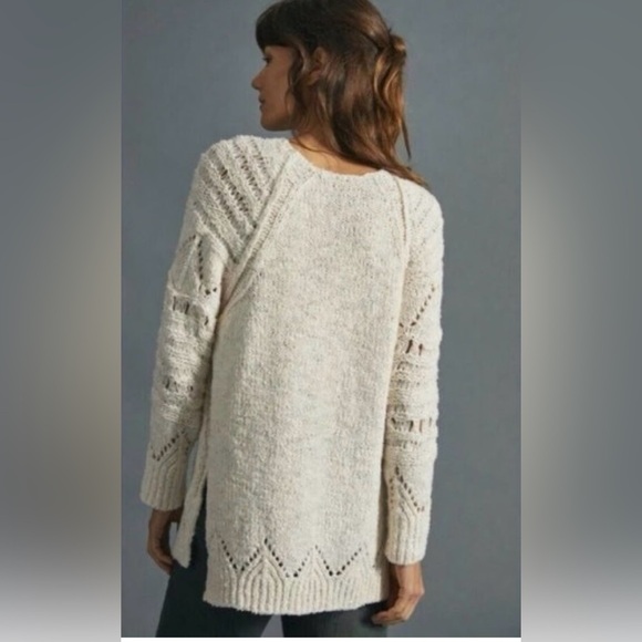 Anthropologie Pilcro Luna Pointelle Cream Sweater-Over sized XS - Picture 12 of 12